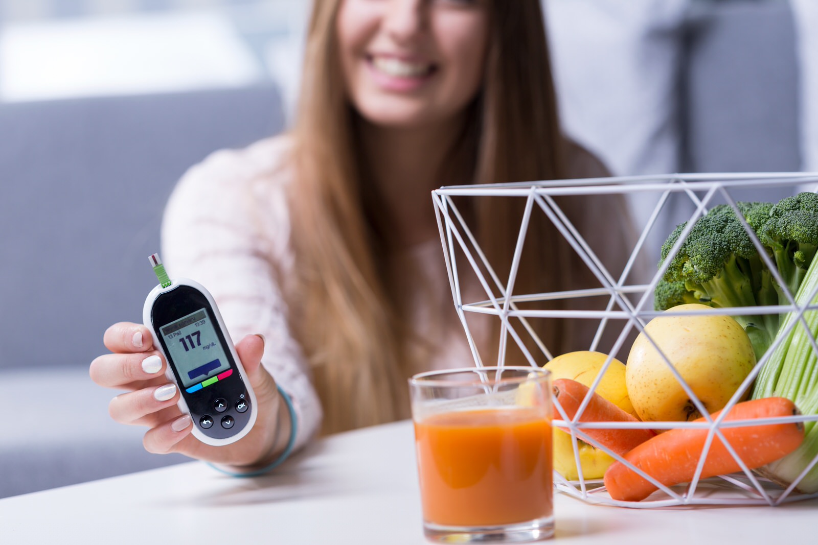 Image of happy diabetic girl leading healthy lifestyle